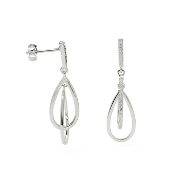Pendientes largos diseño doble gota con circonitas