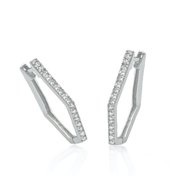 Pendientes de aro en forma hexagonal con circonitas
