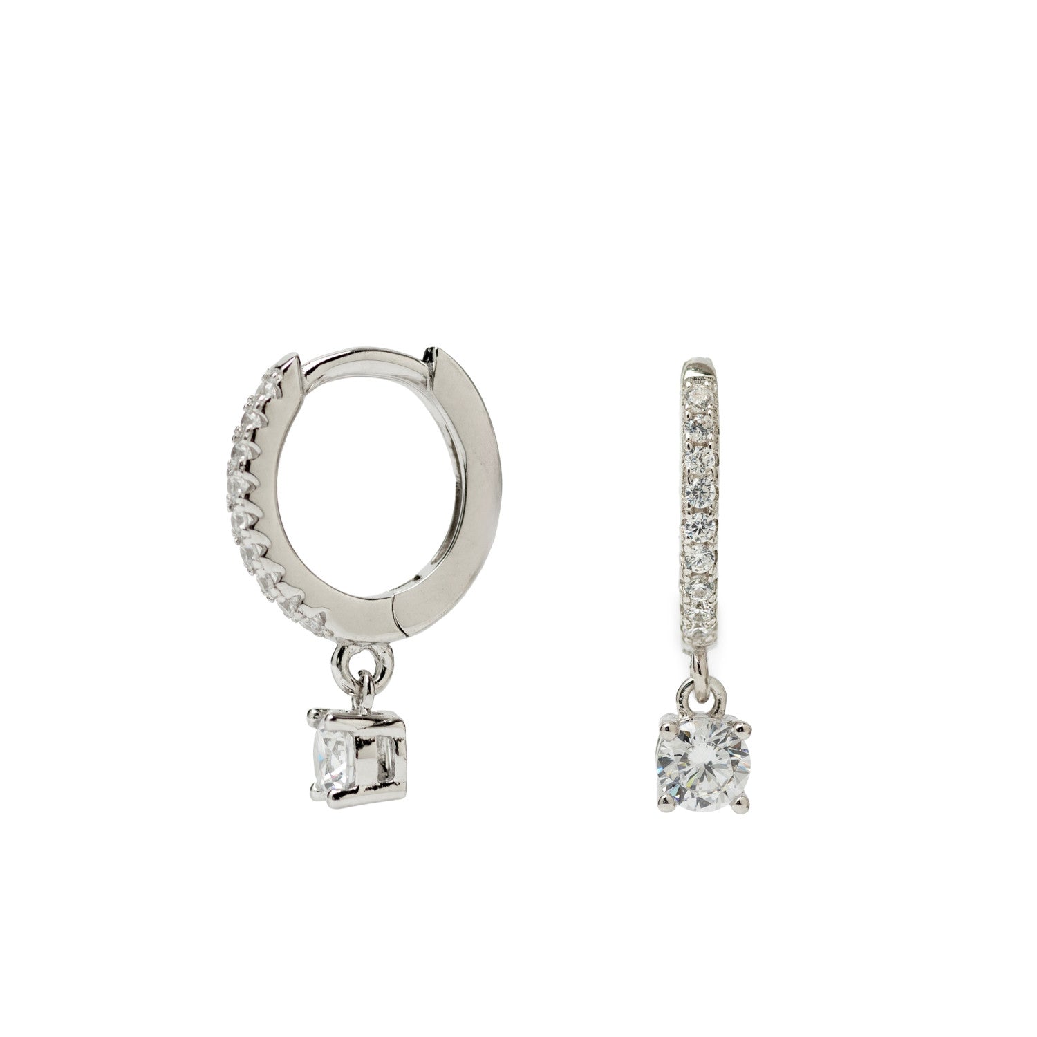 Boucles d'oreillesargent avec argent avec quartz adamantine pendante