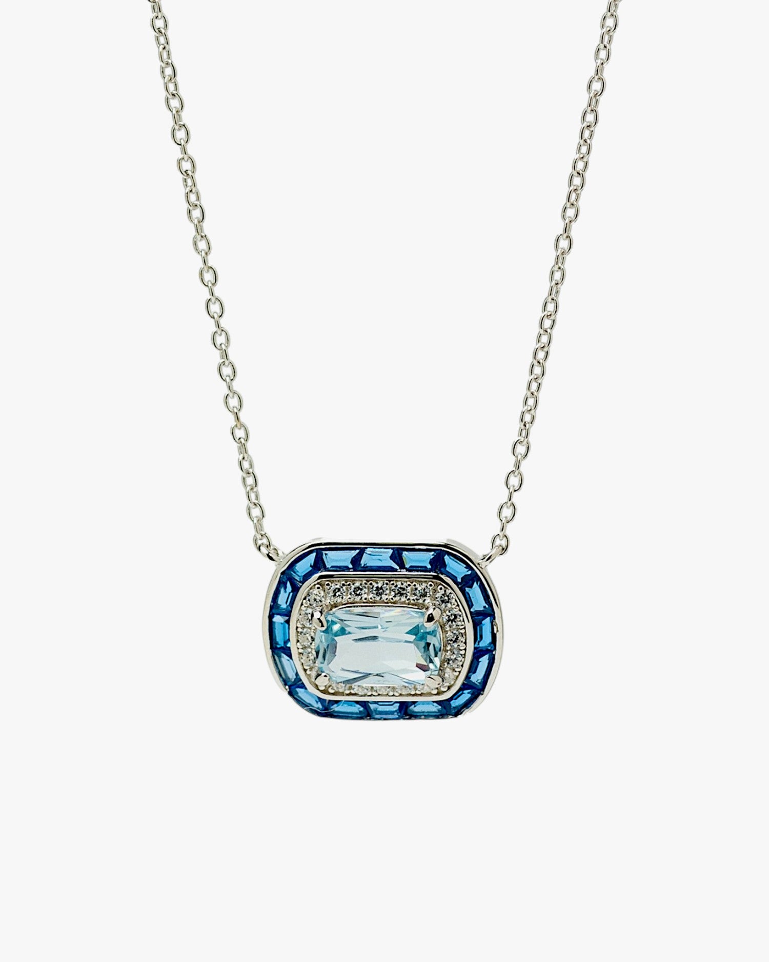 Collares con piedras diseño rectangular tono azul
