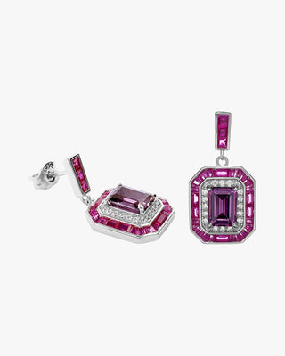 Pendientes de piedras de colores tono amatista y fucsia