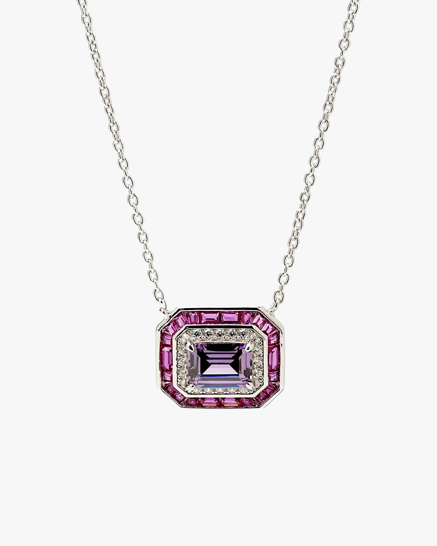 Collares con piedras diseño octogonal tono amatista