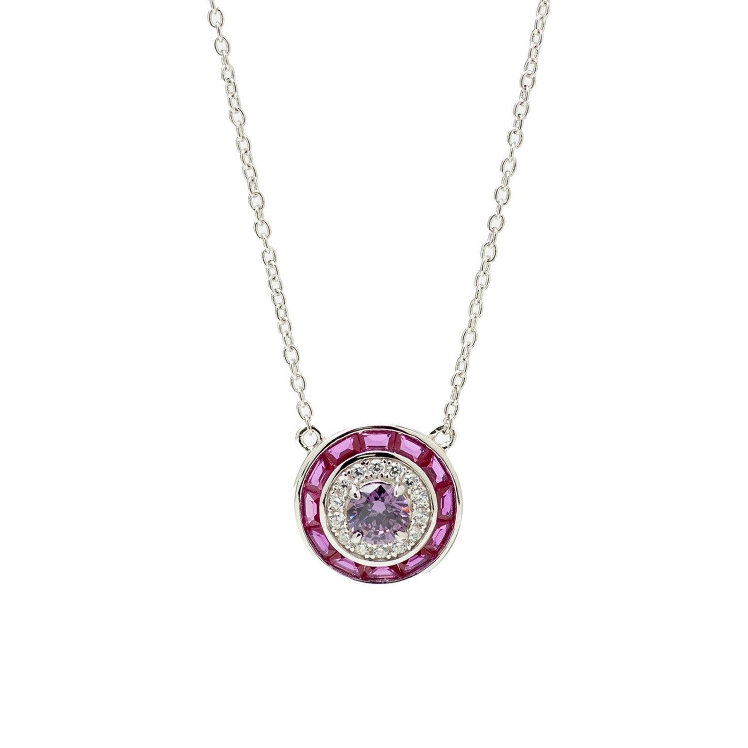Collares con piedras diseño circular tono fucsia