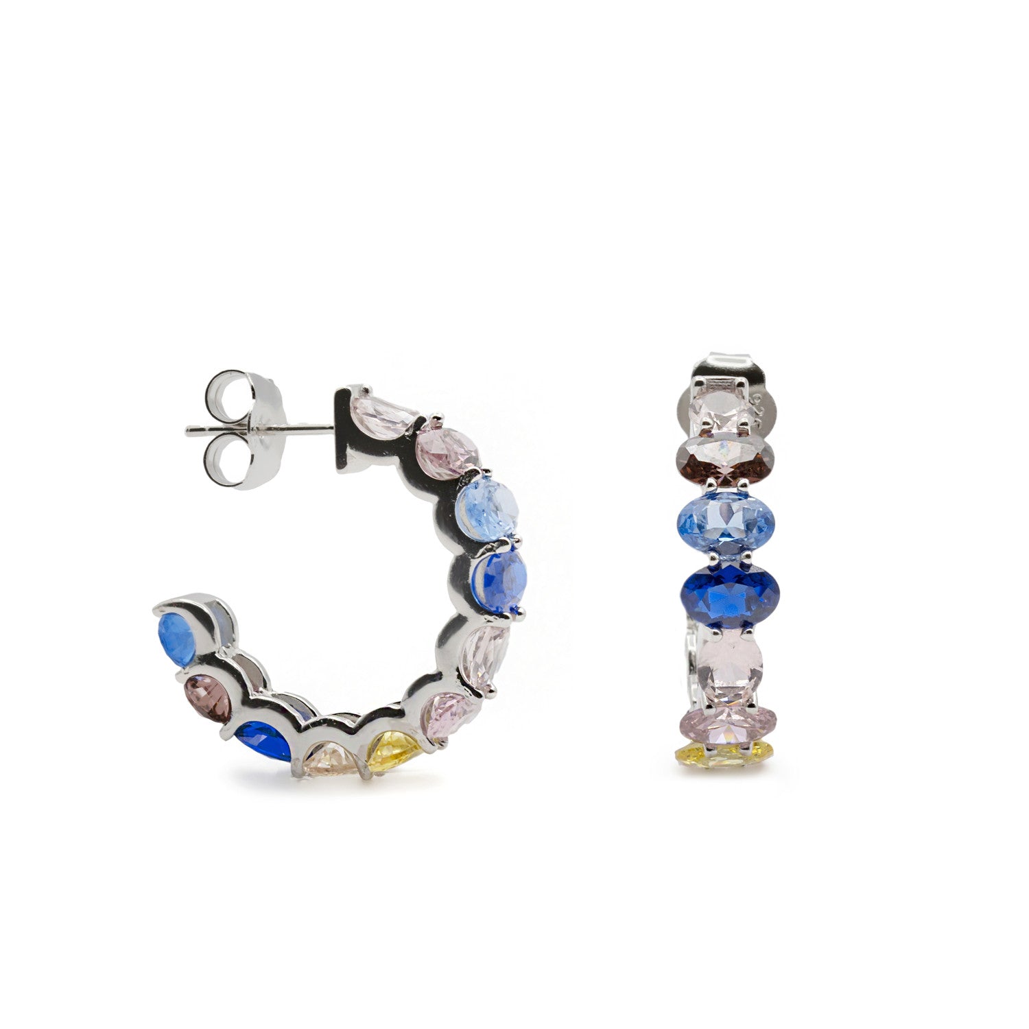 Hoop earrings with stones, romantic design