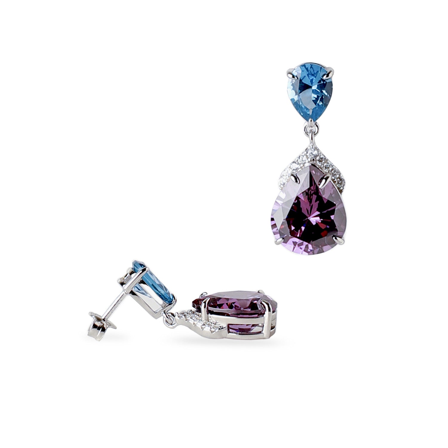 Pendientes de piedras de colores amatista talla pera