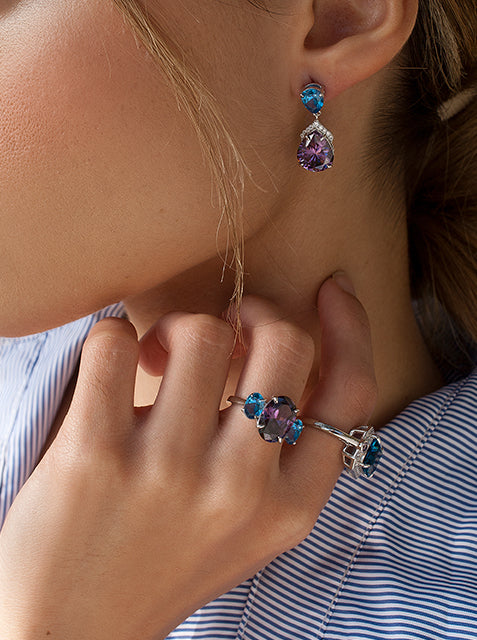Anillos con piedras talla oval tono amatista