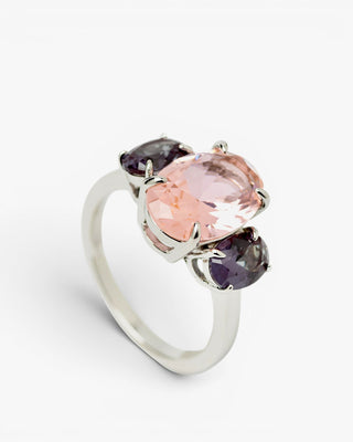 Anillos con piedras talla oval tono rosa