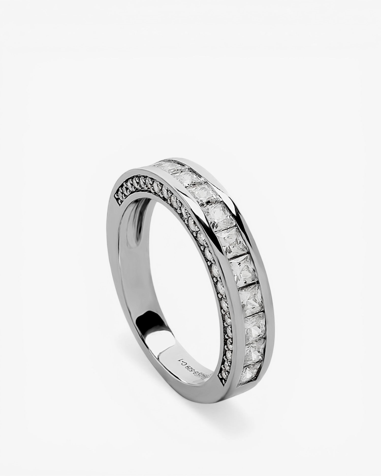 Elegant double-design silver zircon rings