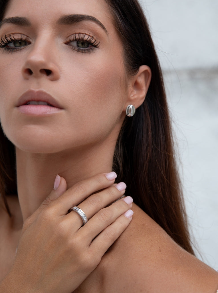 Elegant double-design silver zircon rings