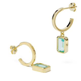 Pendientes con colgantes estilo aro con gema azul