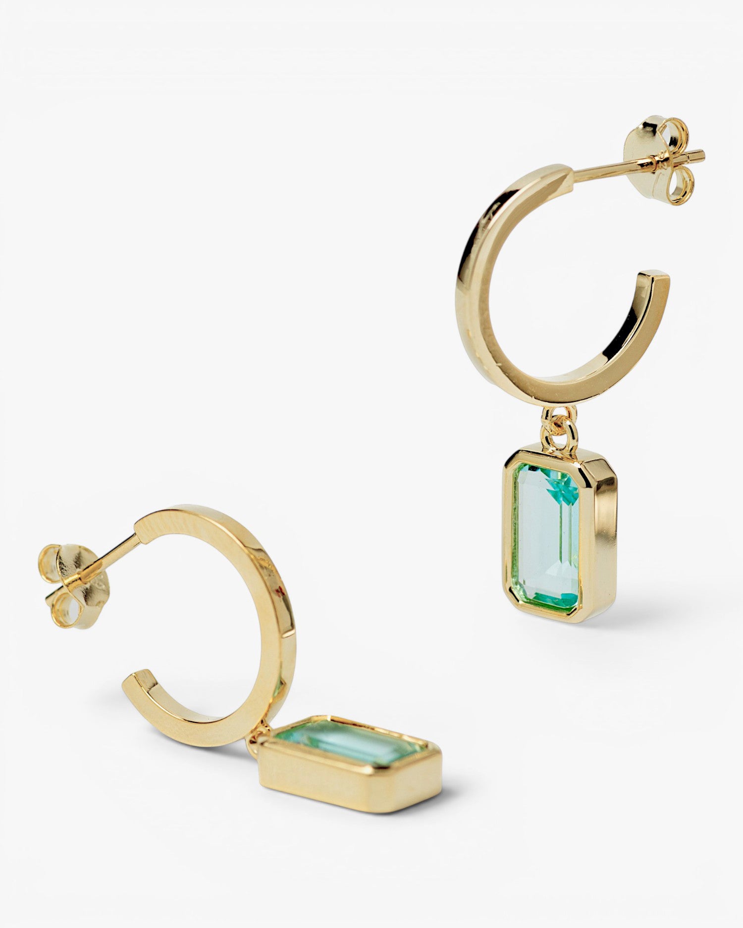 Pendientes con colgantes estilo aro con gema azul