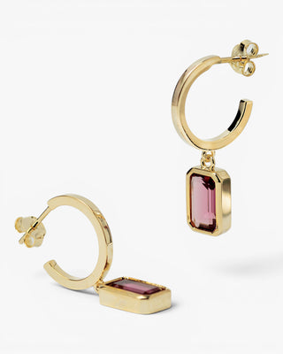 Pendientes con colgantes estilo aro con gema violeta