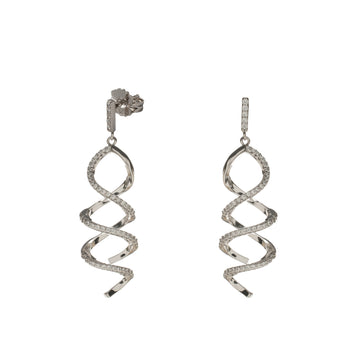 Pendientes largos de plata con diseño en espiral