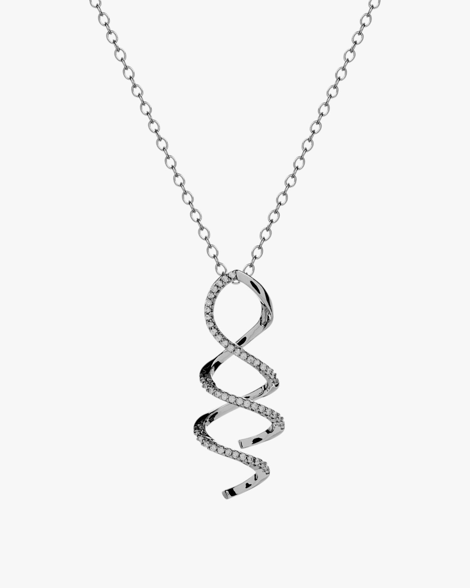 Colgante brillante de plata con diseño en espiral