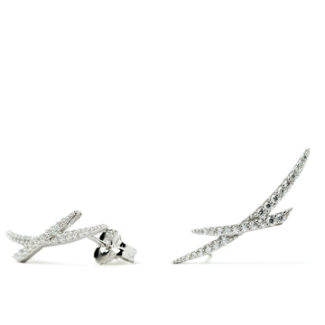 Silver climber earrings with cubic zirconia cross design