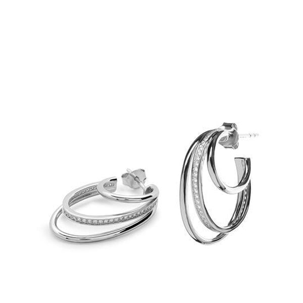 Boucles d'oreilles de triplescréoles de différentes tailles avec zircon