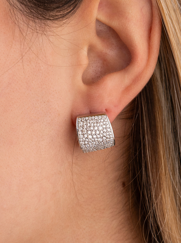 Pendientes aro de plata con circonitas diseño ancho