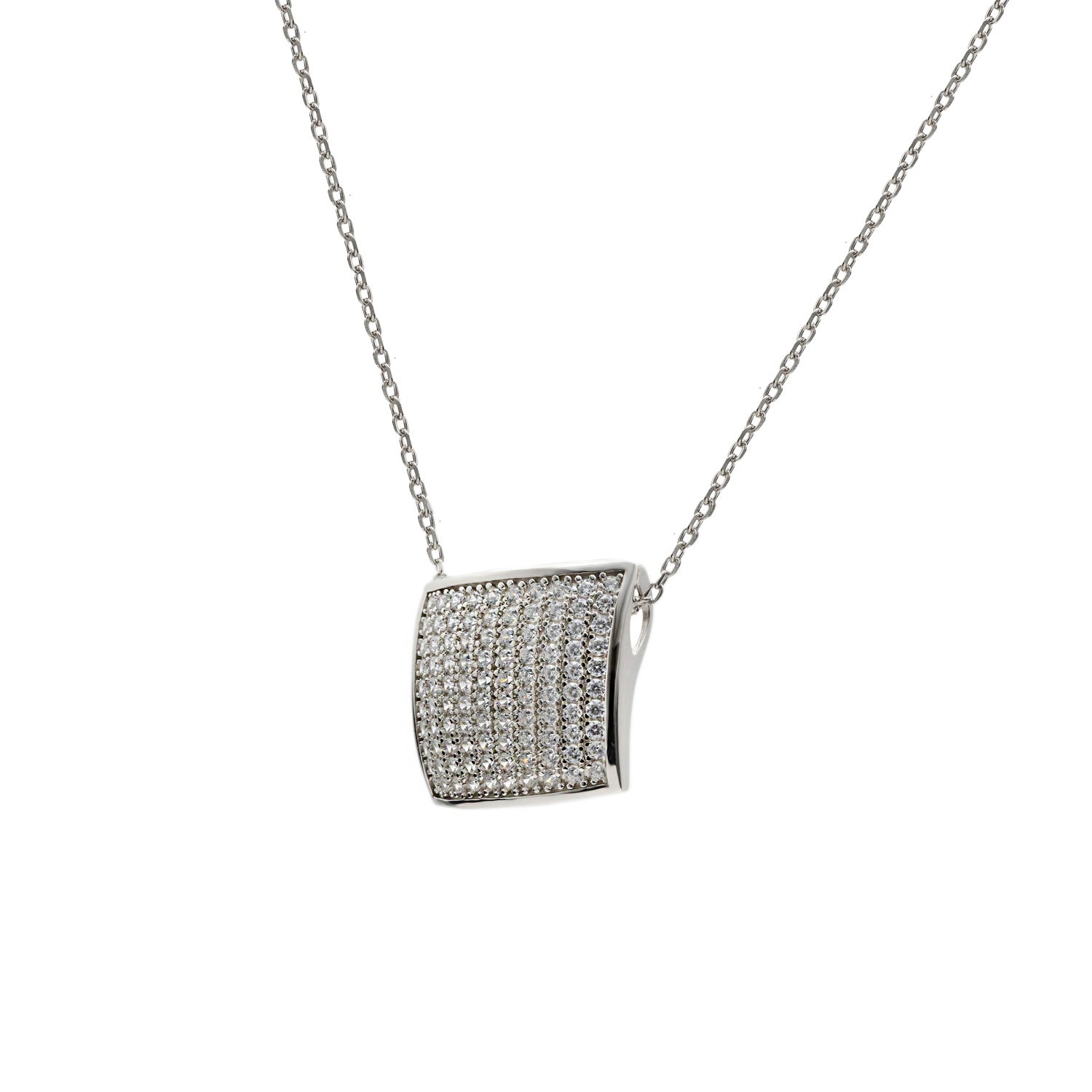 Collar de plata diseño cuadrado con circonitas