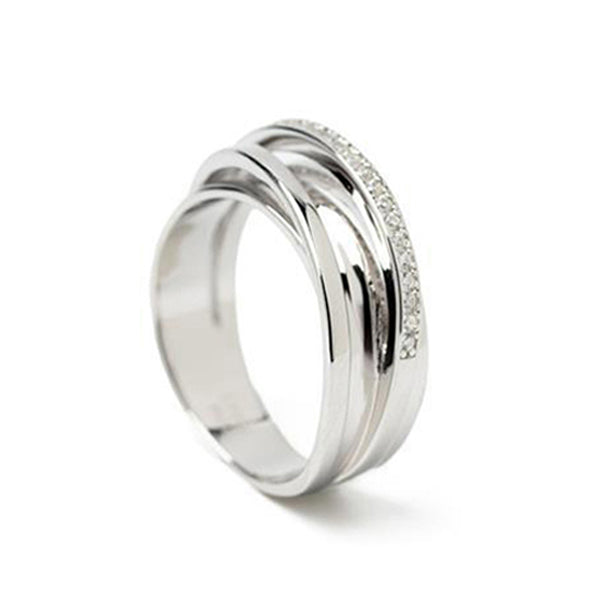 Anillo de plata con circonitas anillo cruzado