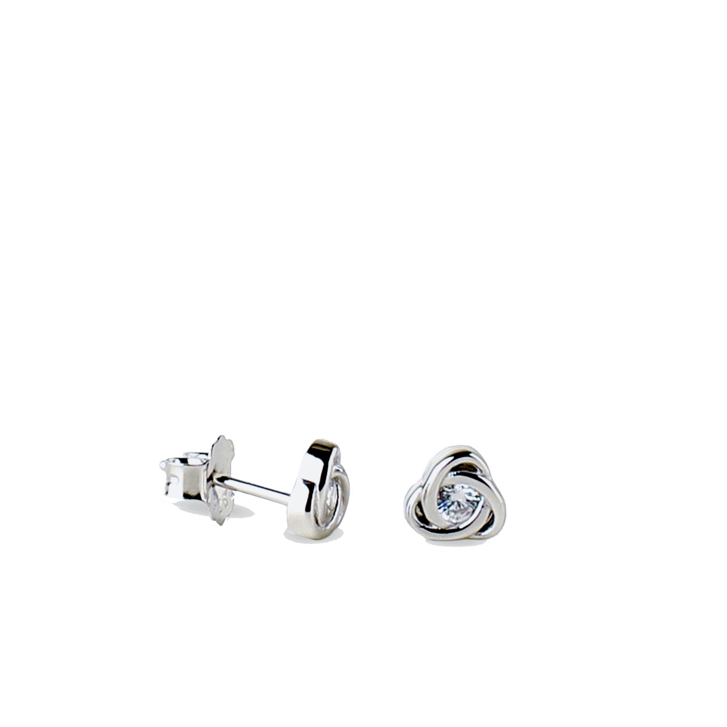 Boucles d'oreilles petits de argent design spirale avec zircons