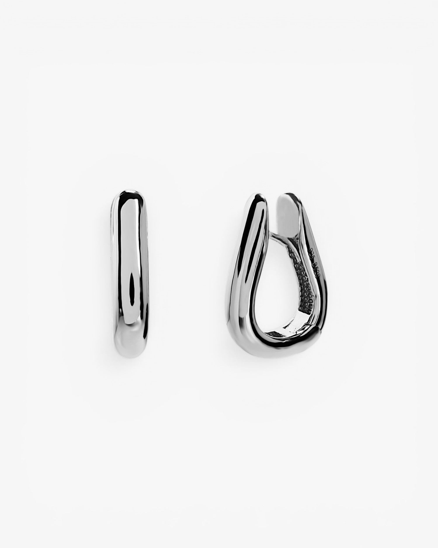 Pendientes aro de plata de diseño ovalado estilo minimalista