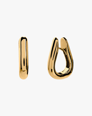 Pendientes aro de plata bañada en oro de diseño ovalado estilo minimalista