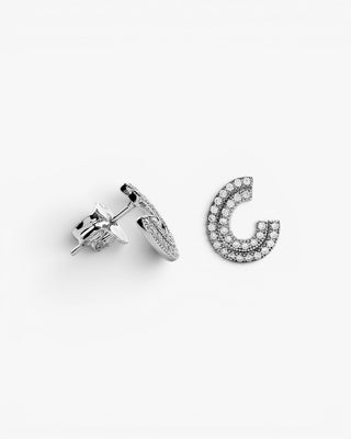Pendientes pequeños de plata con circonitas forma de circulo abierto