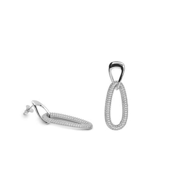 Pendientes largos de plata con circonitas diseño eslabon