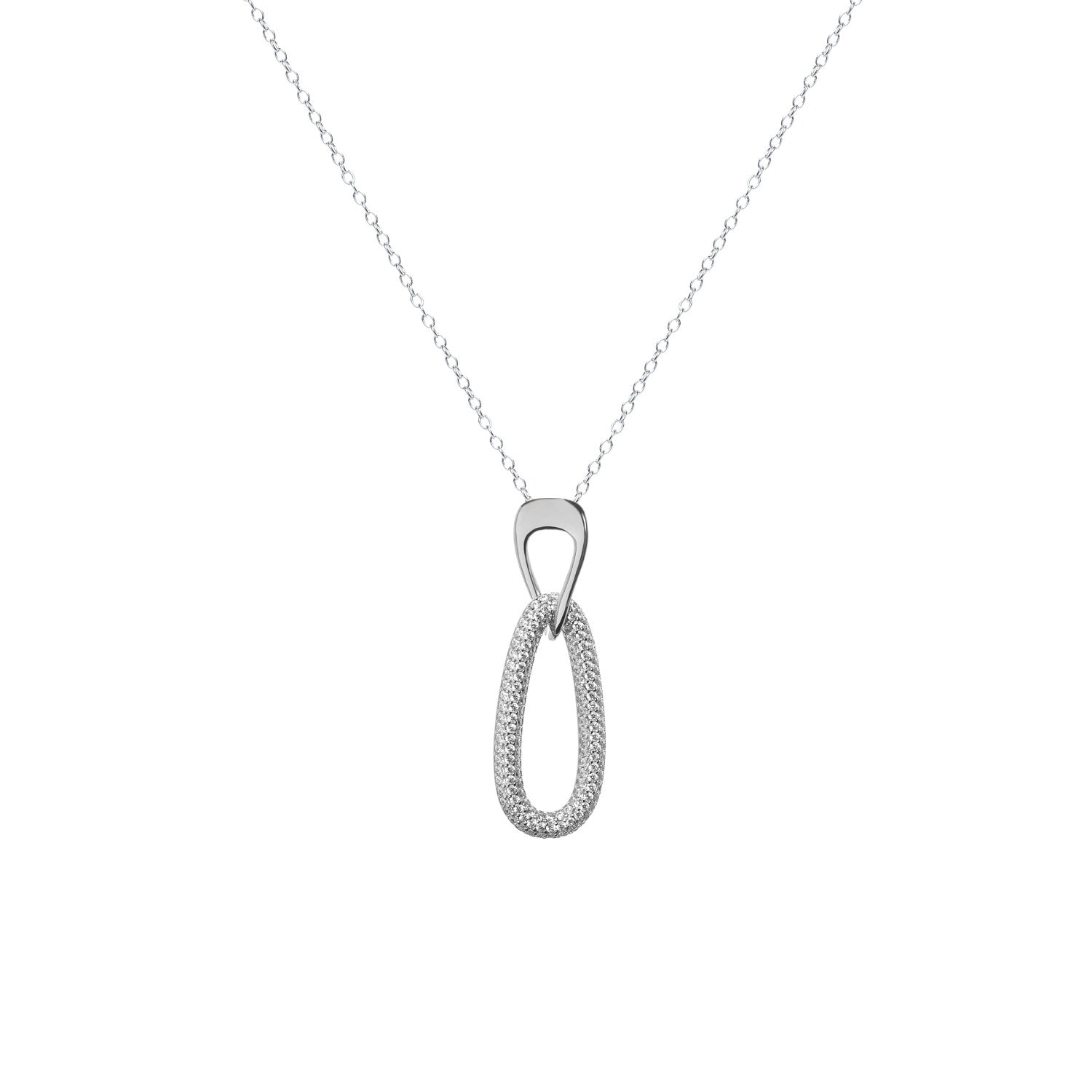 Collares largos de plata con circonitas diseño eslabon