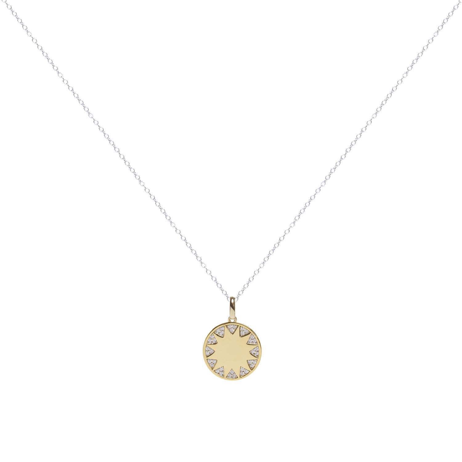 Collier créole bicolore avec pendentif soleil et zircone cubique