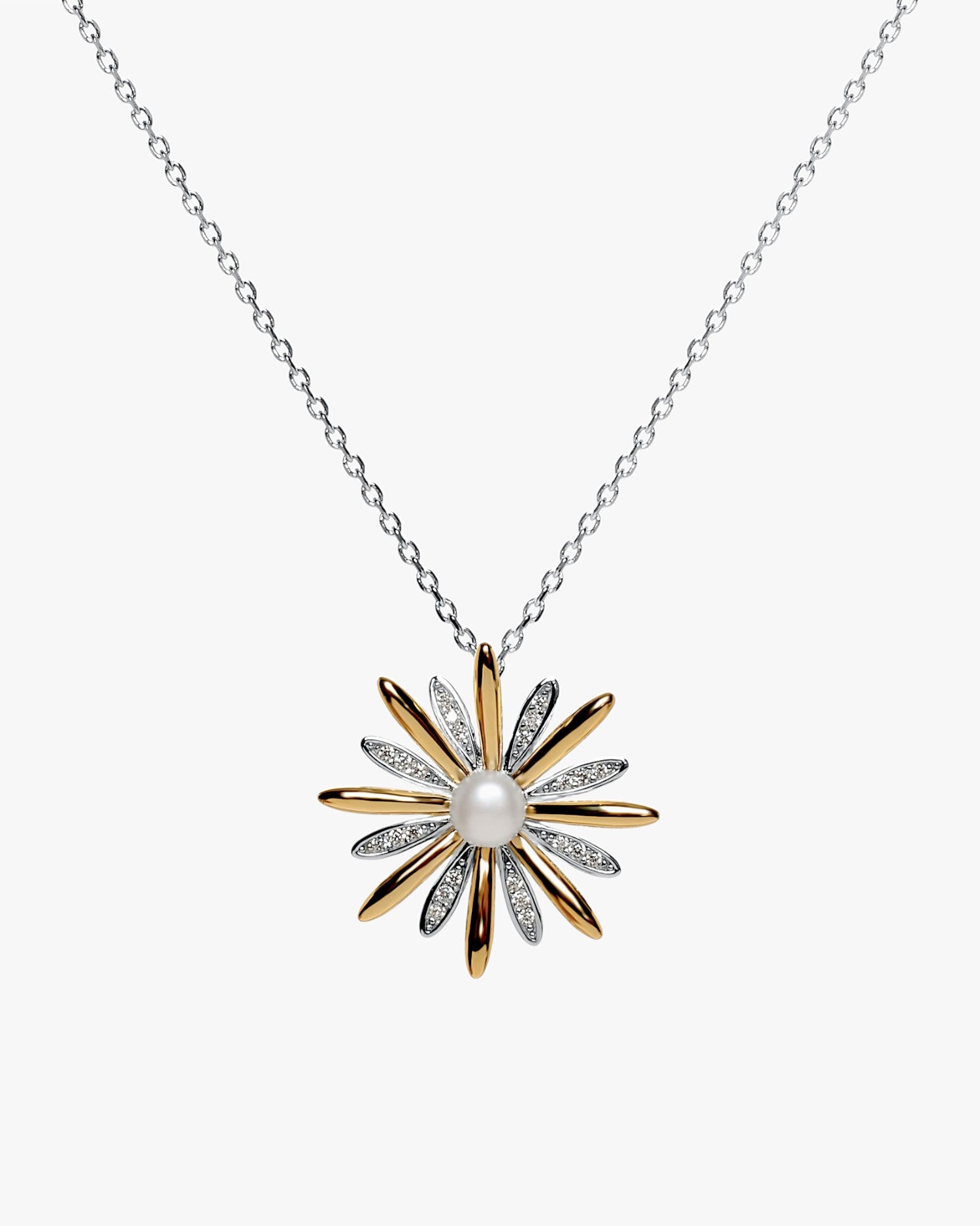 Colgantes bicolor de plata con diseño floral