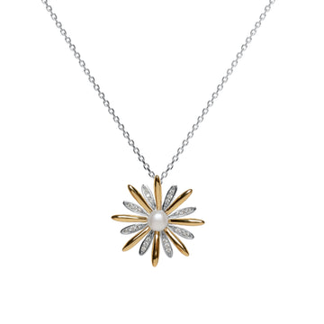 Colgantes bicolor de plata con diseño floral