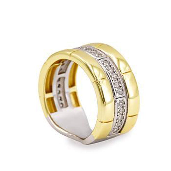 Anillo de plata bicolor estractura con circonitas