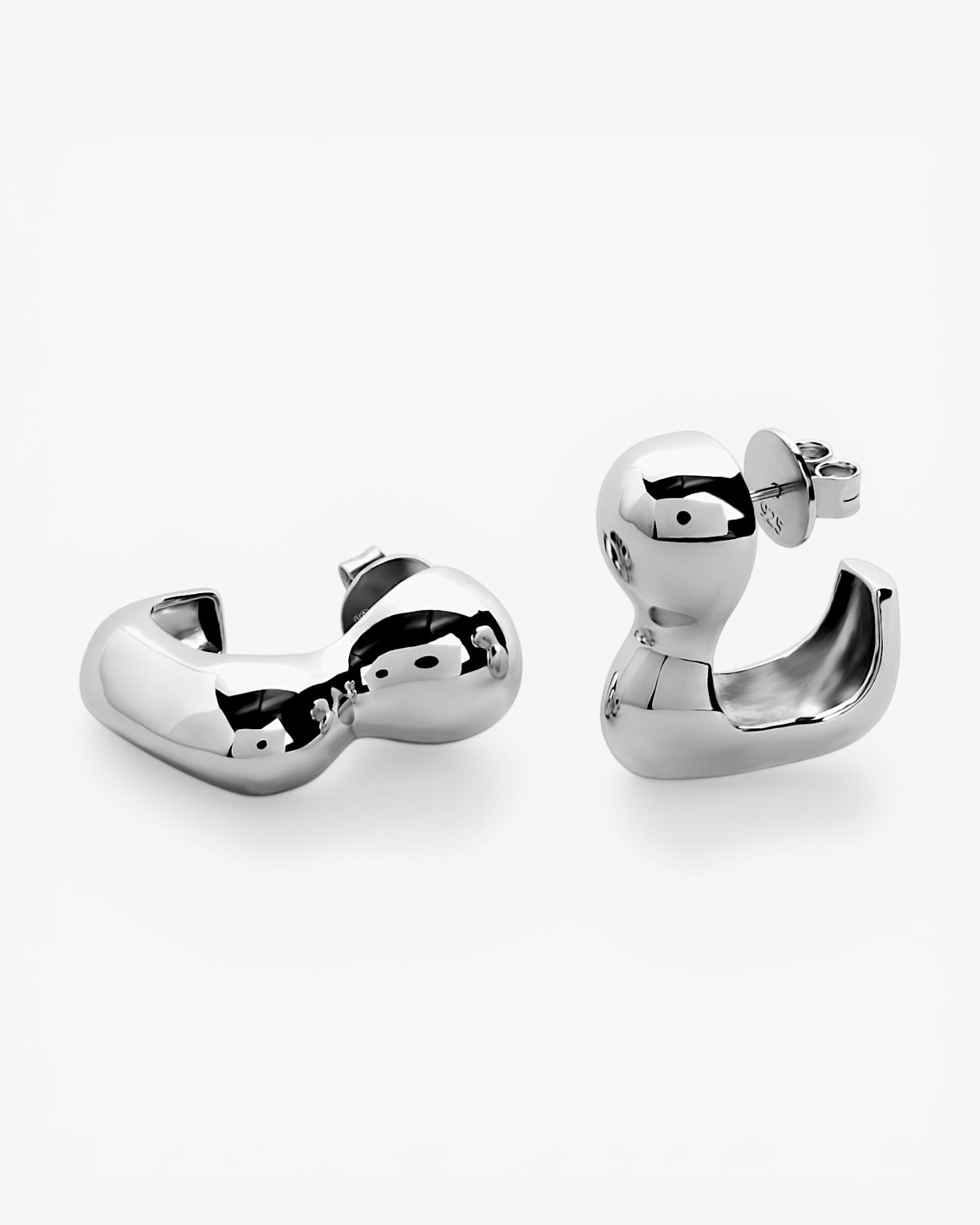 Pendientes de aros de plata diseño orgánico