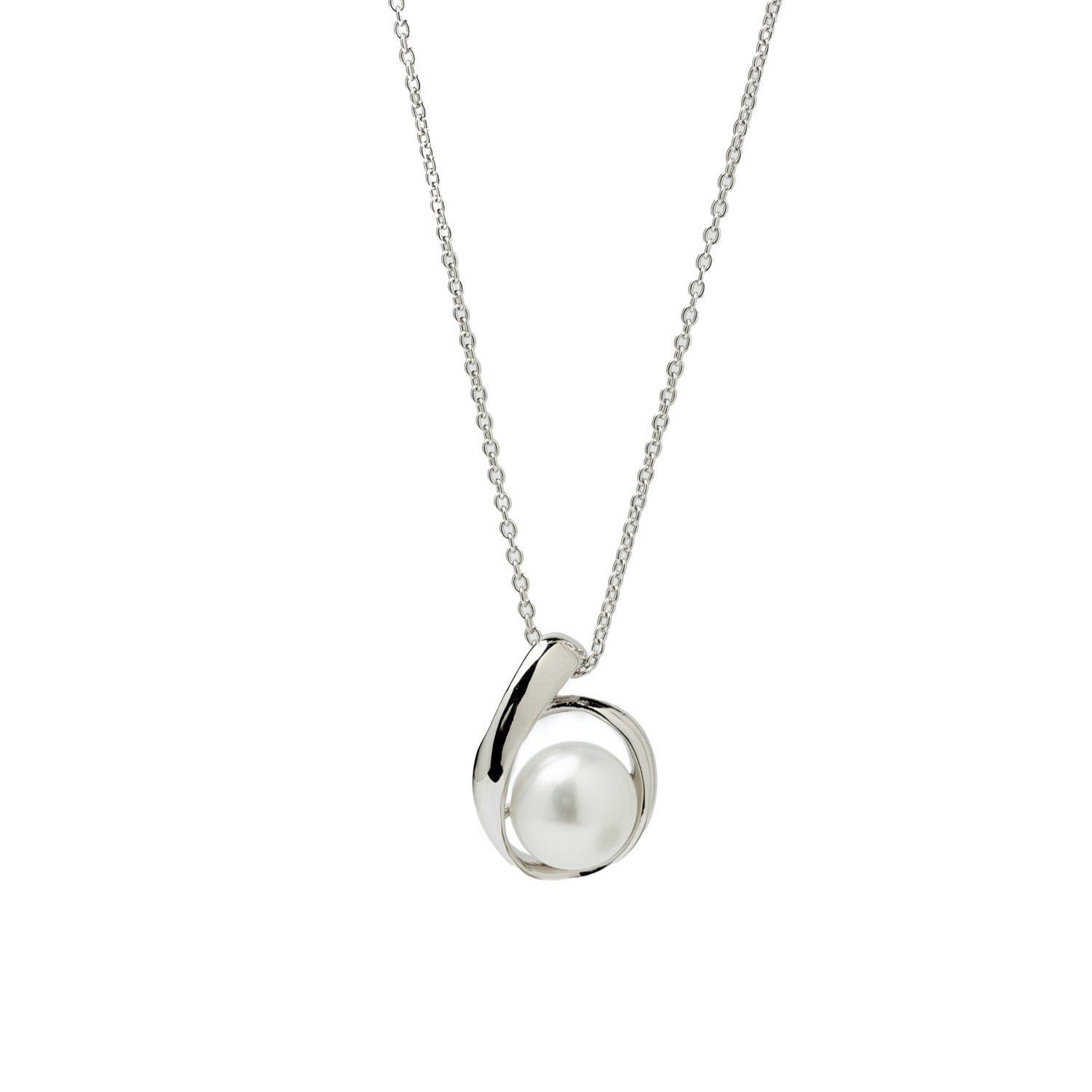 collier de perle avec envoltura de argent spiral