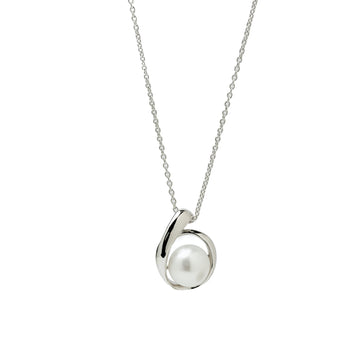 Collar de perla con envoltura de plata espiral