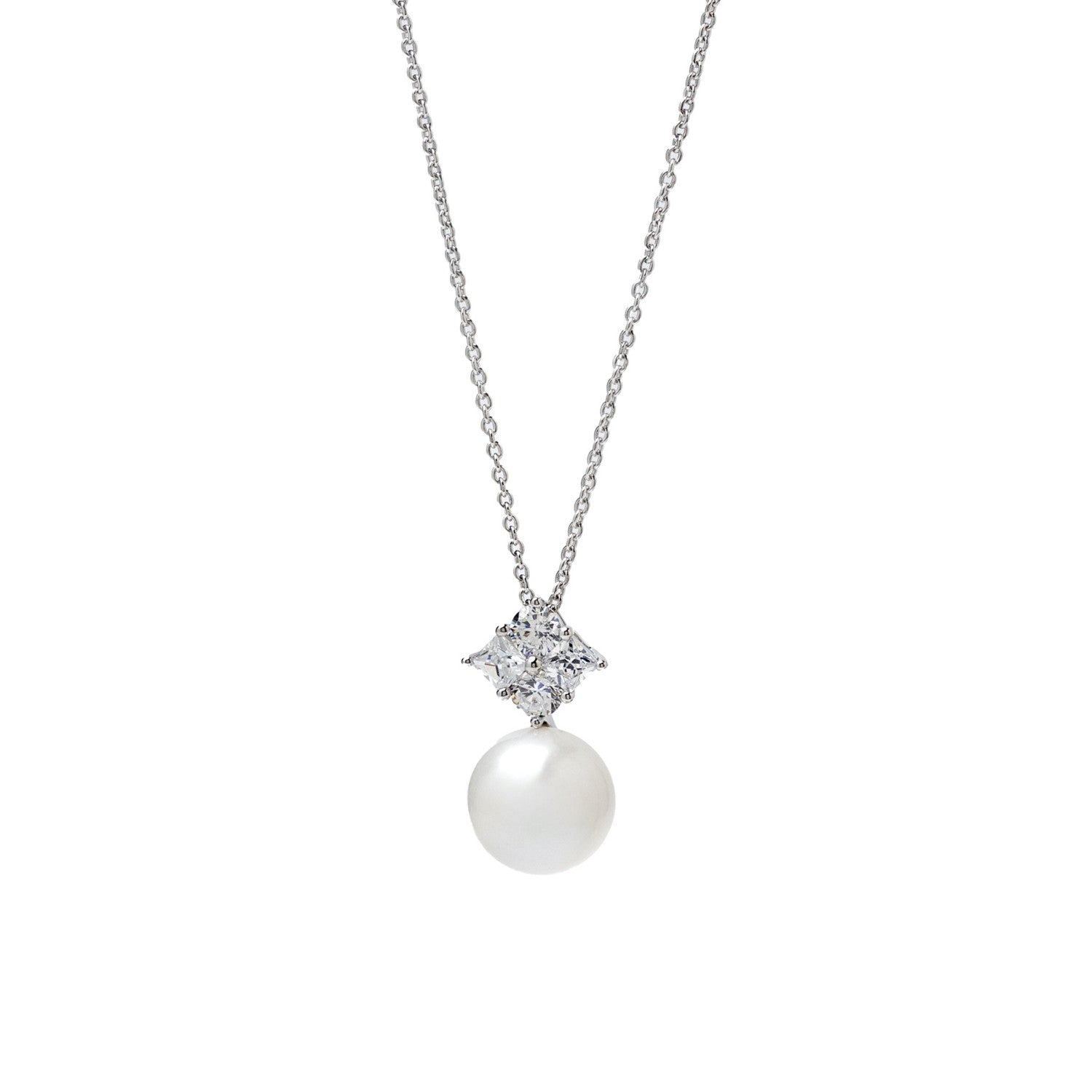 collier avec perle style toi et moi et zircons