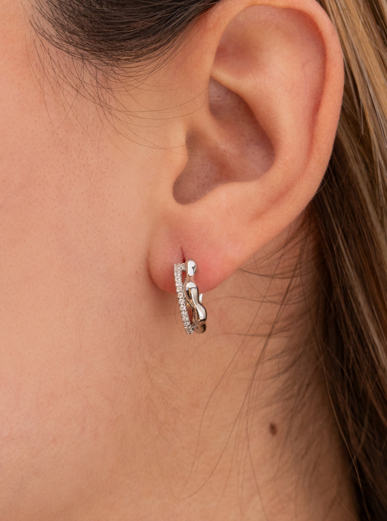 Penidentes aro de plata irregular doble con circonitas