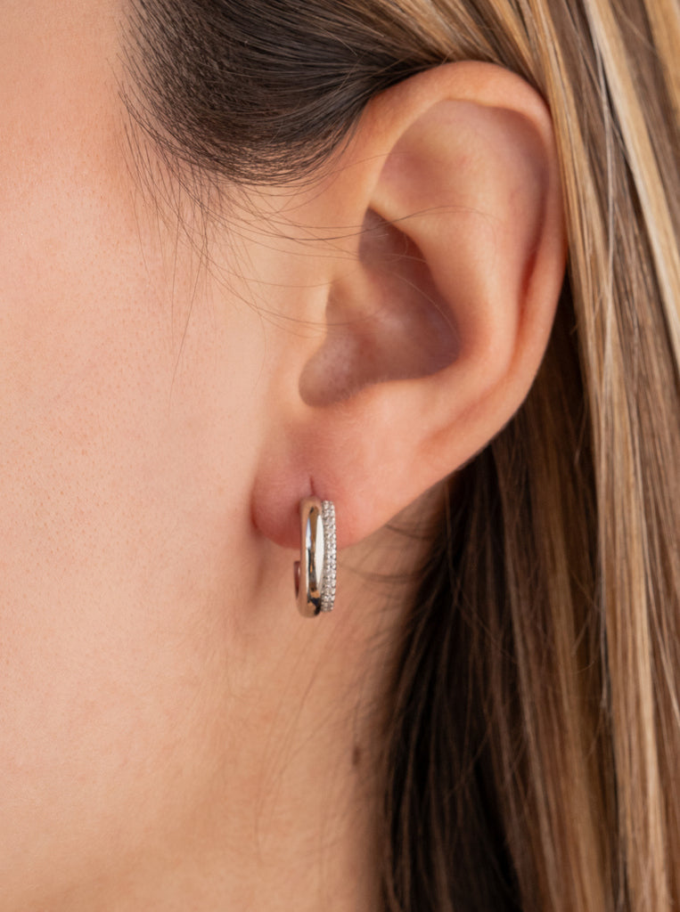 Penidentes aro de plata doble con circonitas