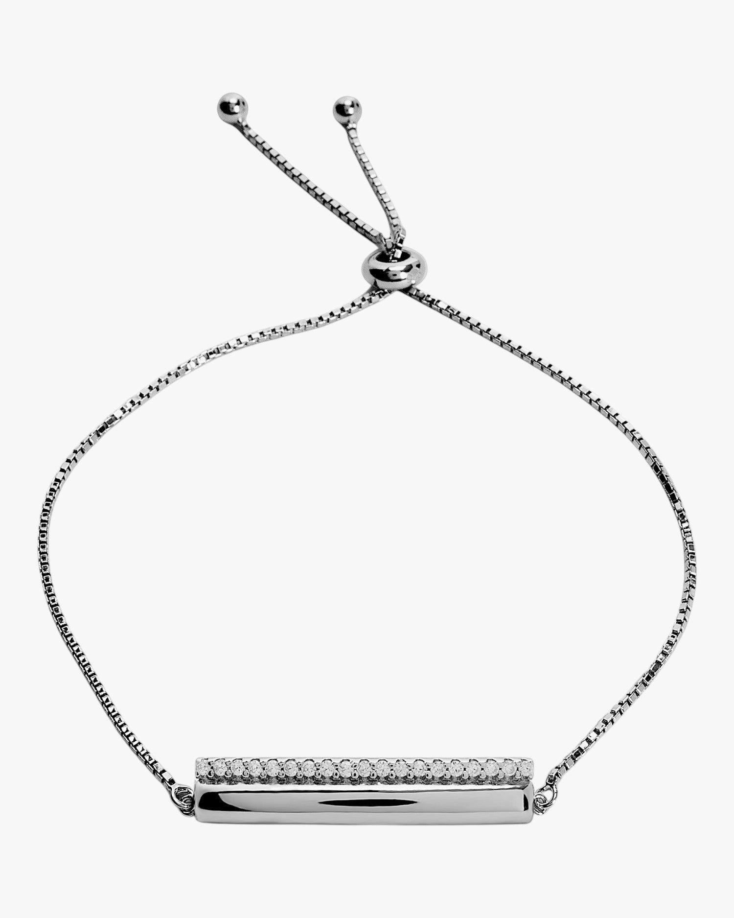 Pulsera fina de plata doble con circonitas