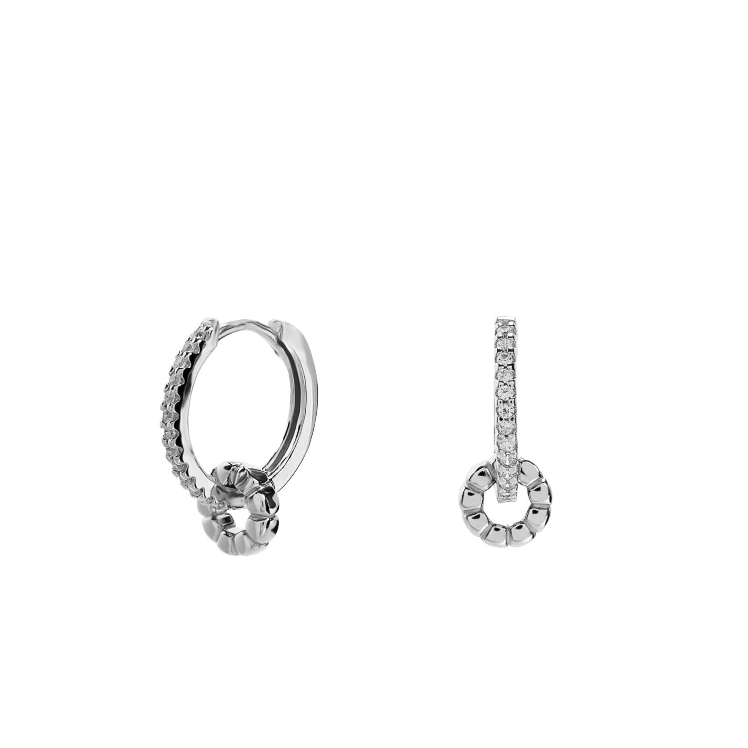 boucle créole avec zircons avec pendentif