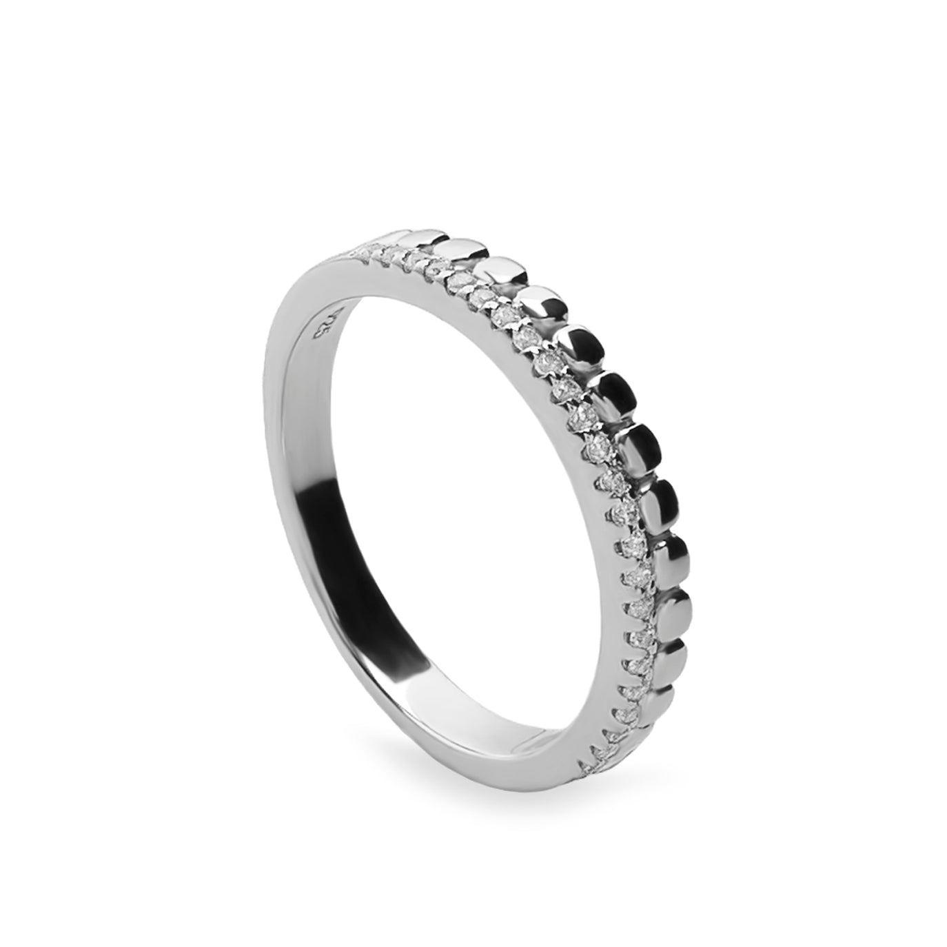 bague fino de argent double avec mini cercles et zircons
