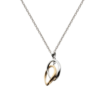 Pendentif bicolore en argent avec anneaux entrelacés