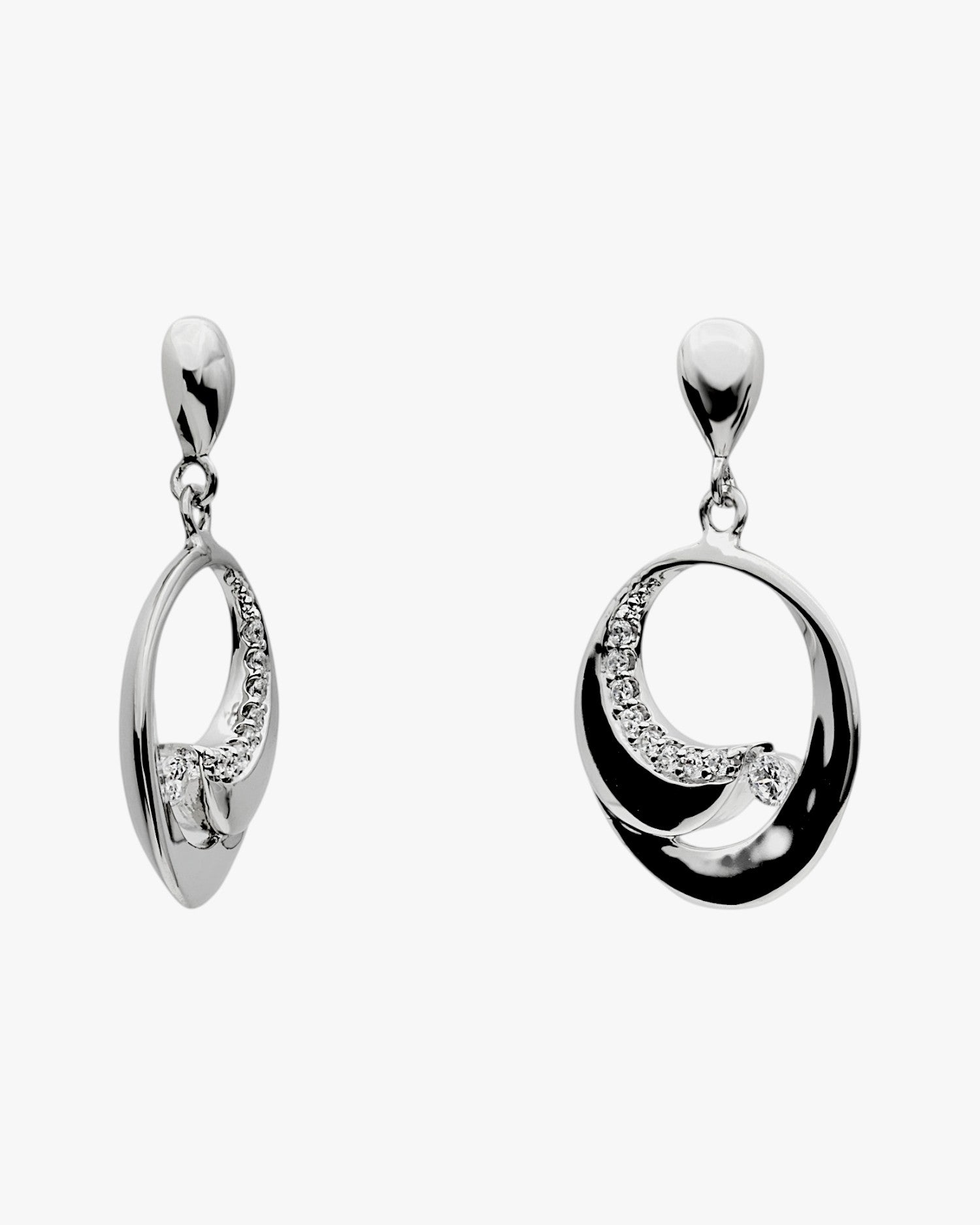 Long oval-shaped earrings in a seashell style
