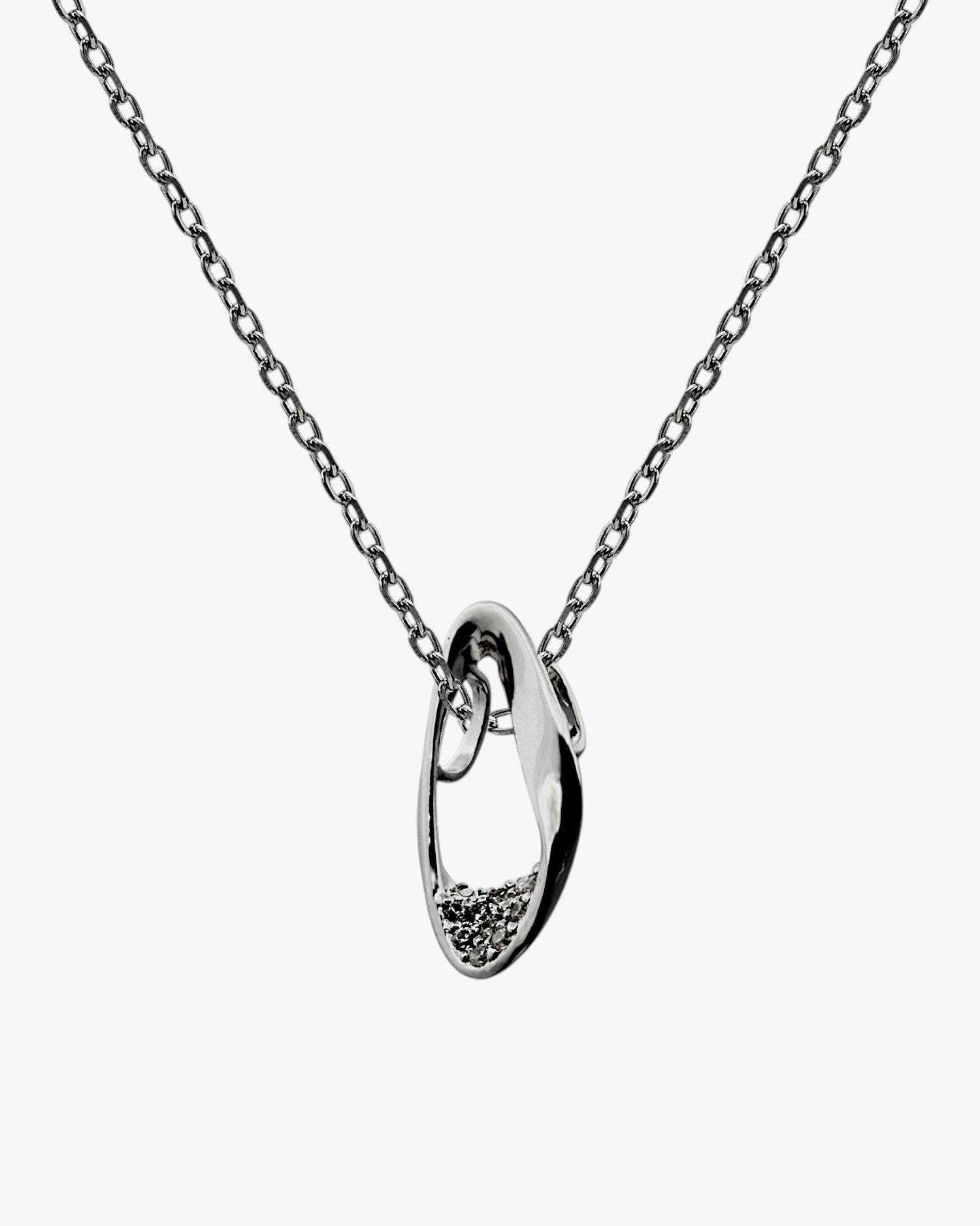 Collar de plata estructura rígida con circonitas