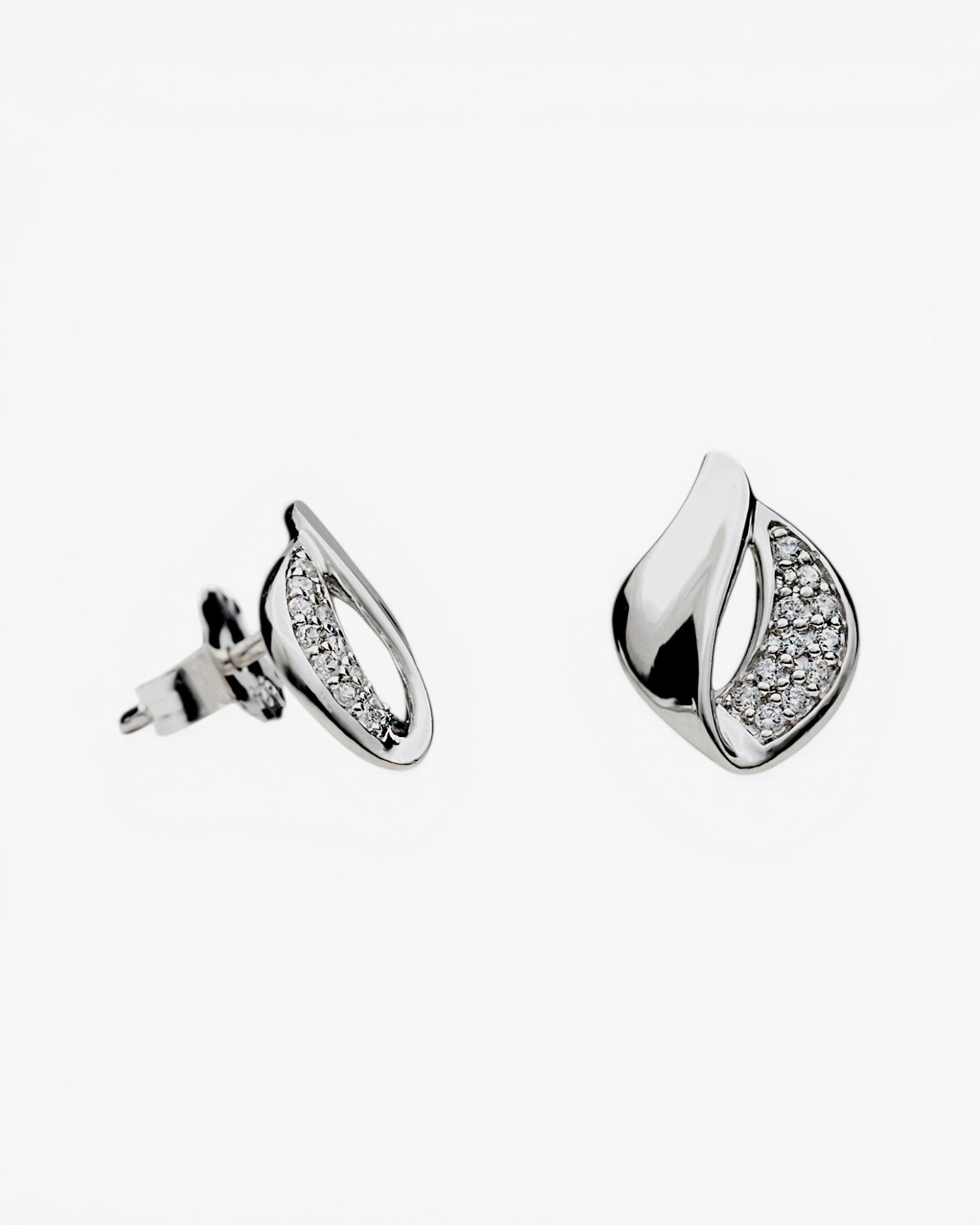 Small silver earrings with linked cubic zirconia