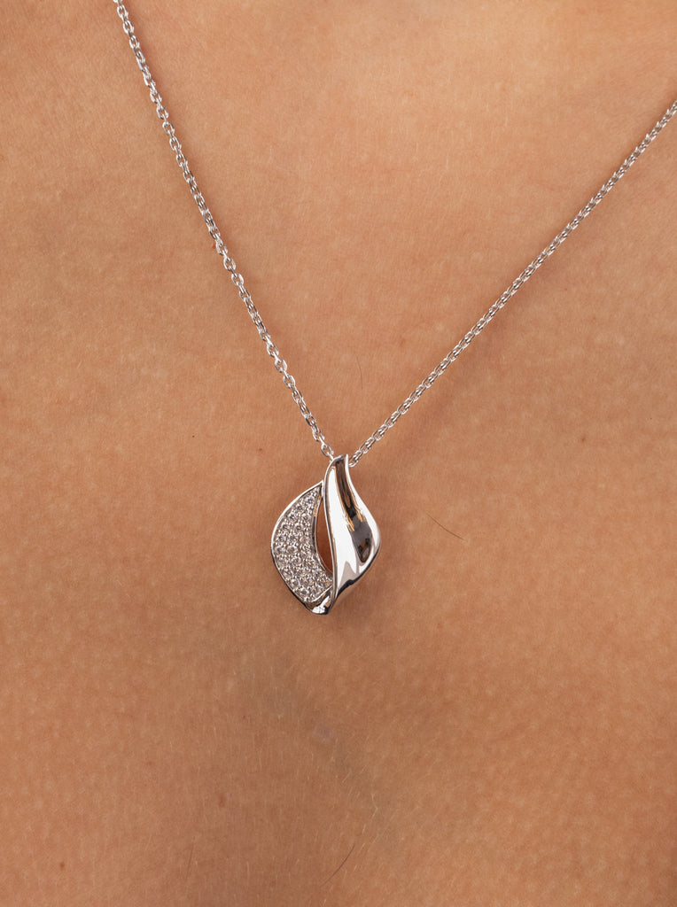 Small silver necklaces with linked cubic zirconia