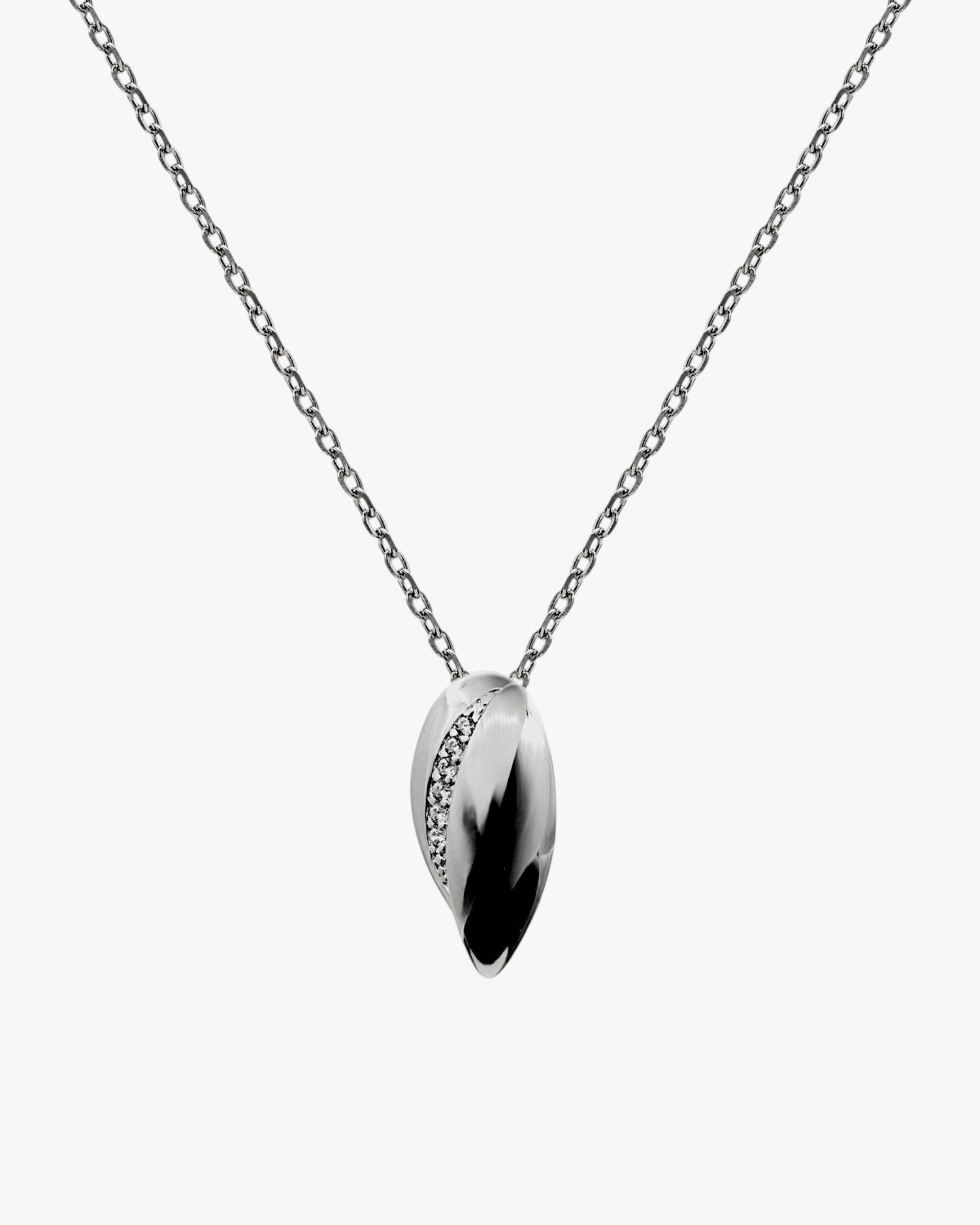 Small silver necklaces with cubic zirconia abstract design
