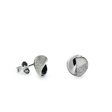 Pendientes pequeños de plata con volumen y circonita