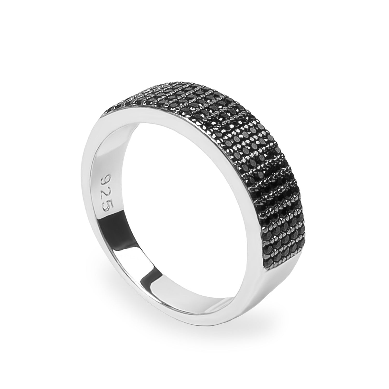 bague avec zircons de argent avec zircons noir